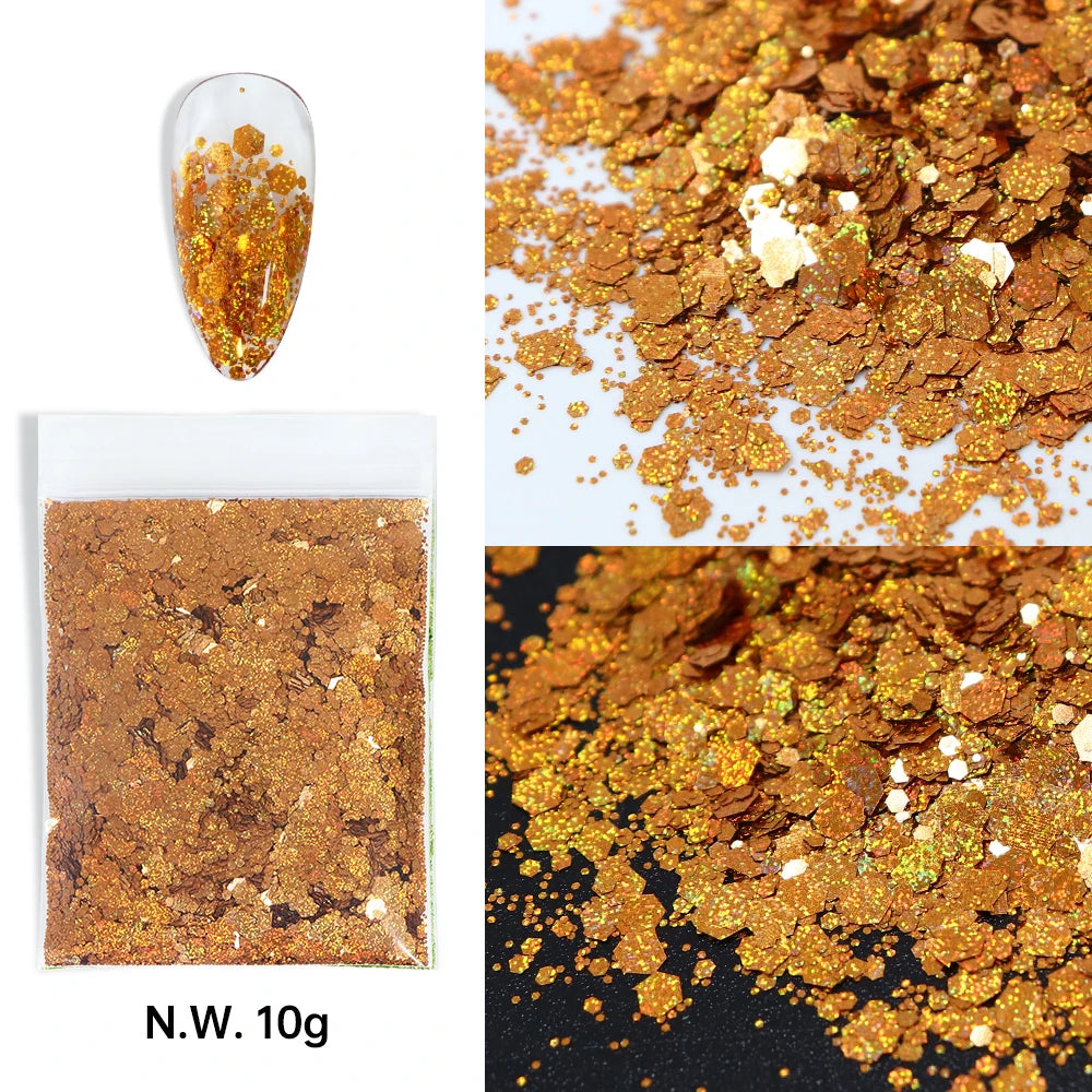 10g Holographic Glitter For Epoxy Resin Filling Laser Gold Silver Fine Powder Loose Sequins Silicone Mold Tumbler Art DIY Crafts