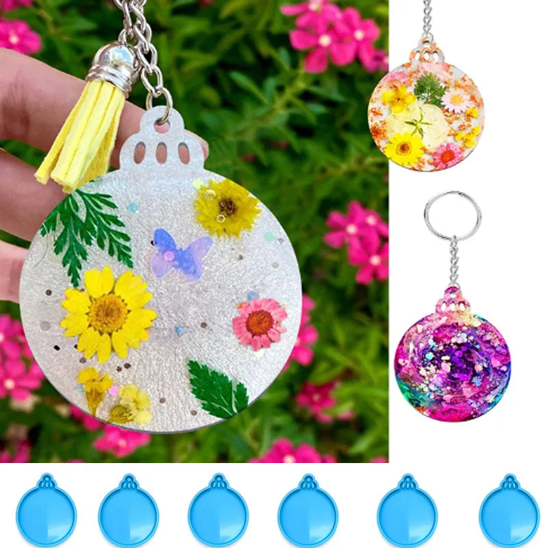 1/4Pcs Christmas Ball Ornament Epoxy Resin Silicone Mold For DIY Keychain Pendant Xmas Tree Pendant Casting Decoration Supplies