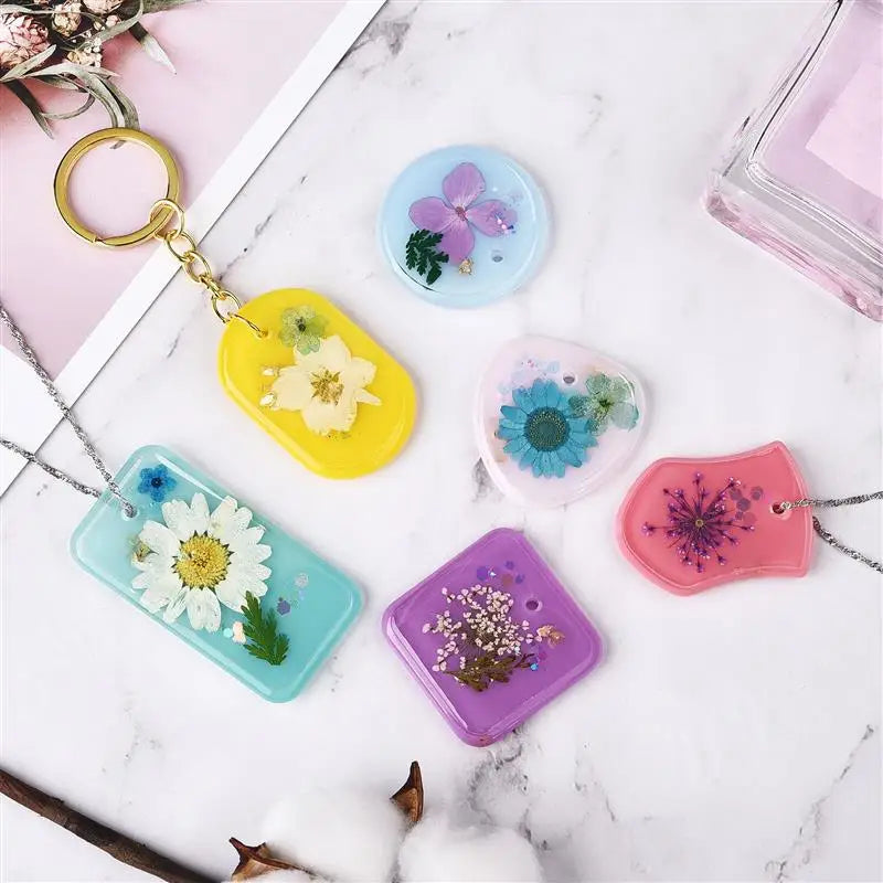 1/6pcs Keychain Pendant Silicone Mold Set DIY Pendant Crystal Epoxy Resin Mold Round Rectangle Pendants Jewelry Making