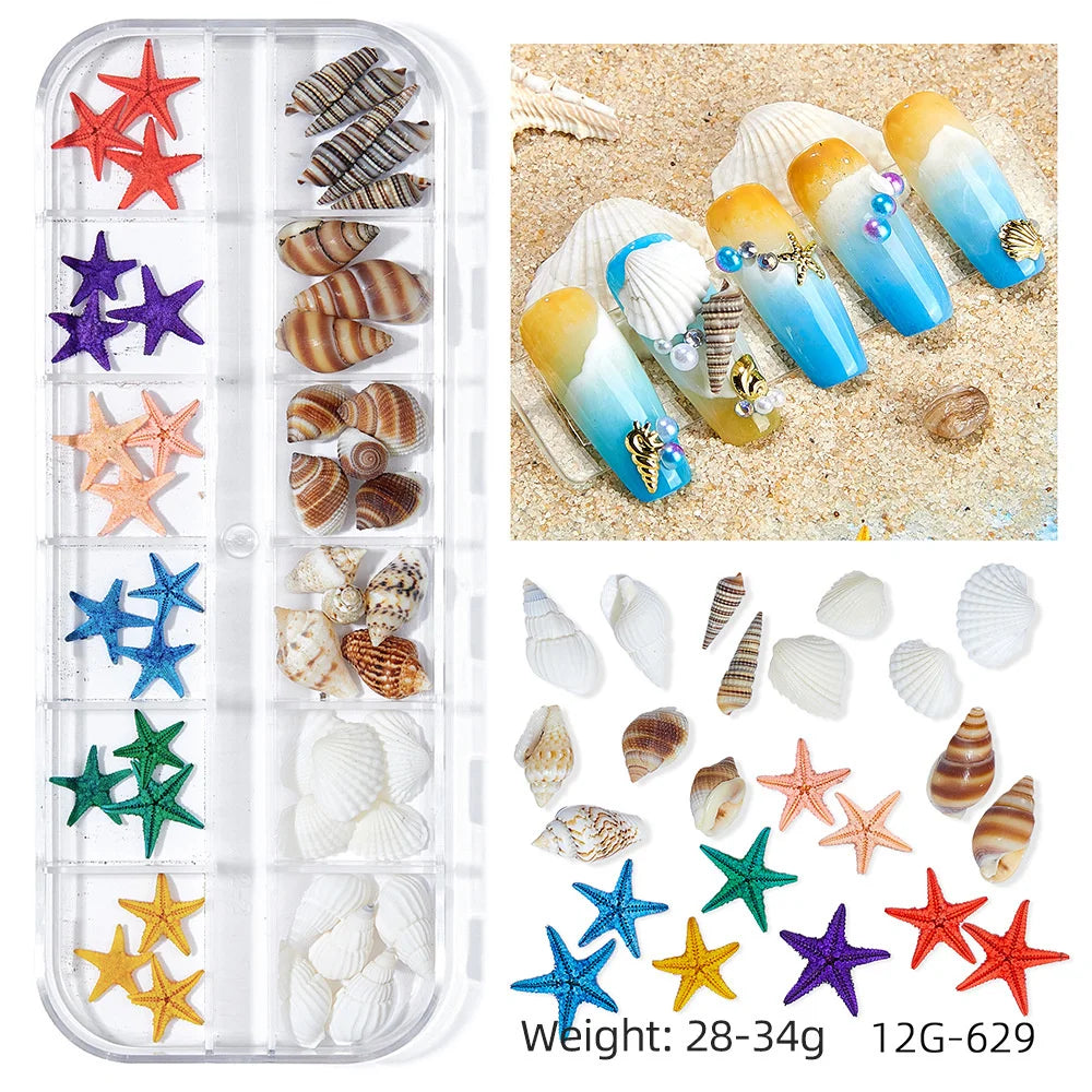 1Box Sea Shells Pearl Resin Filler Rhinestones For DIY Epoxy Silicone Mold Jewelry Supplies Material Nail Art Summer Accessories