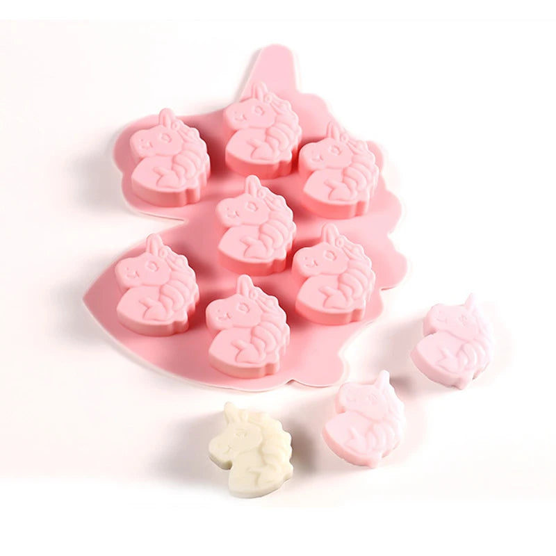 7 Cavitiy Unicorn Shape Soap Silicone Mold DIY Handmade Fondant Chocolate Mousse Cake Form Mould Resin Craft Decorating Tools