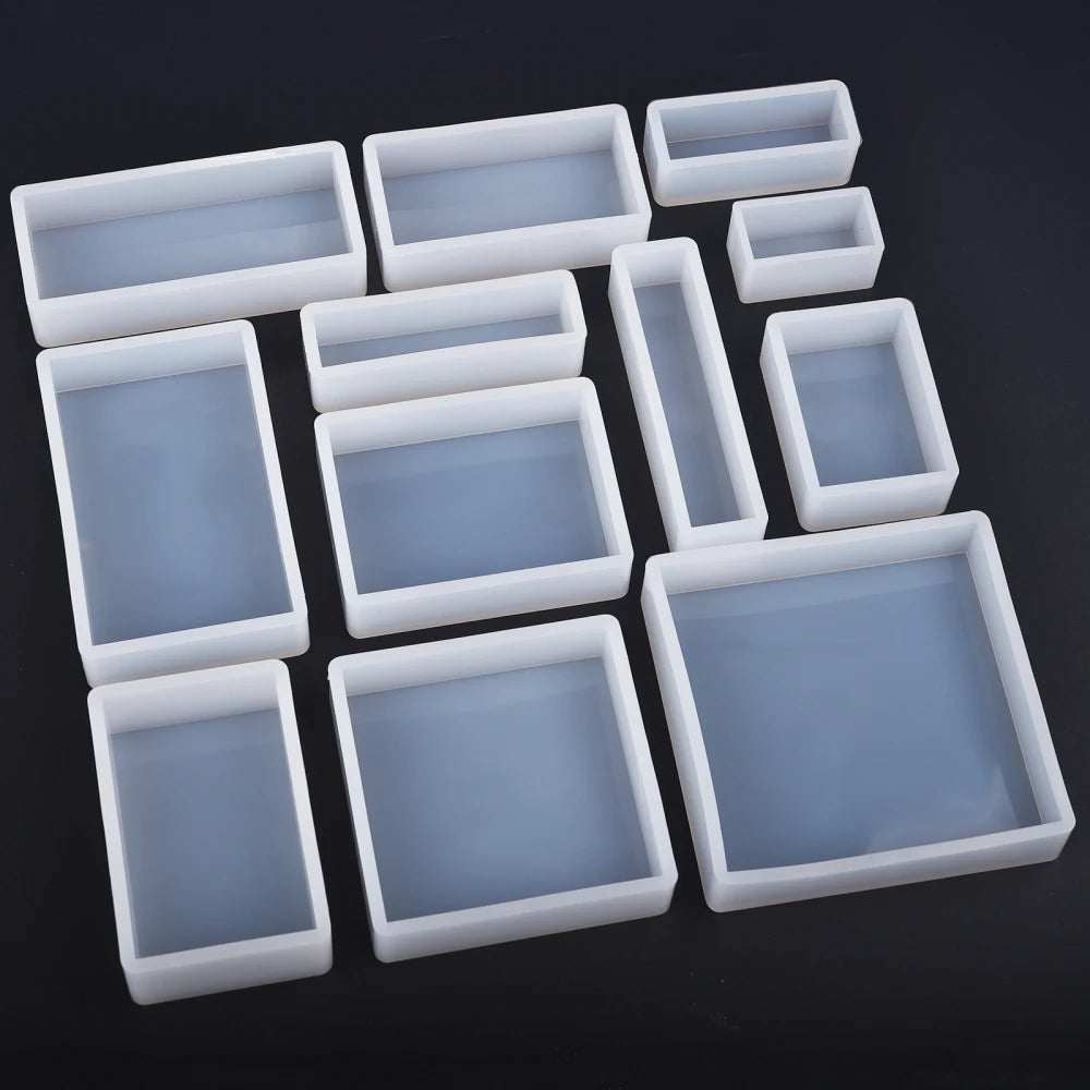 Cuboid Cube Resin Mold Crystal Epoxy Silicone Mold DIY Jewelry Pendant Storage Tray Mold Square Rectangular Casting Accessories