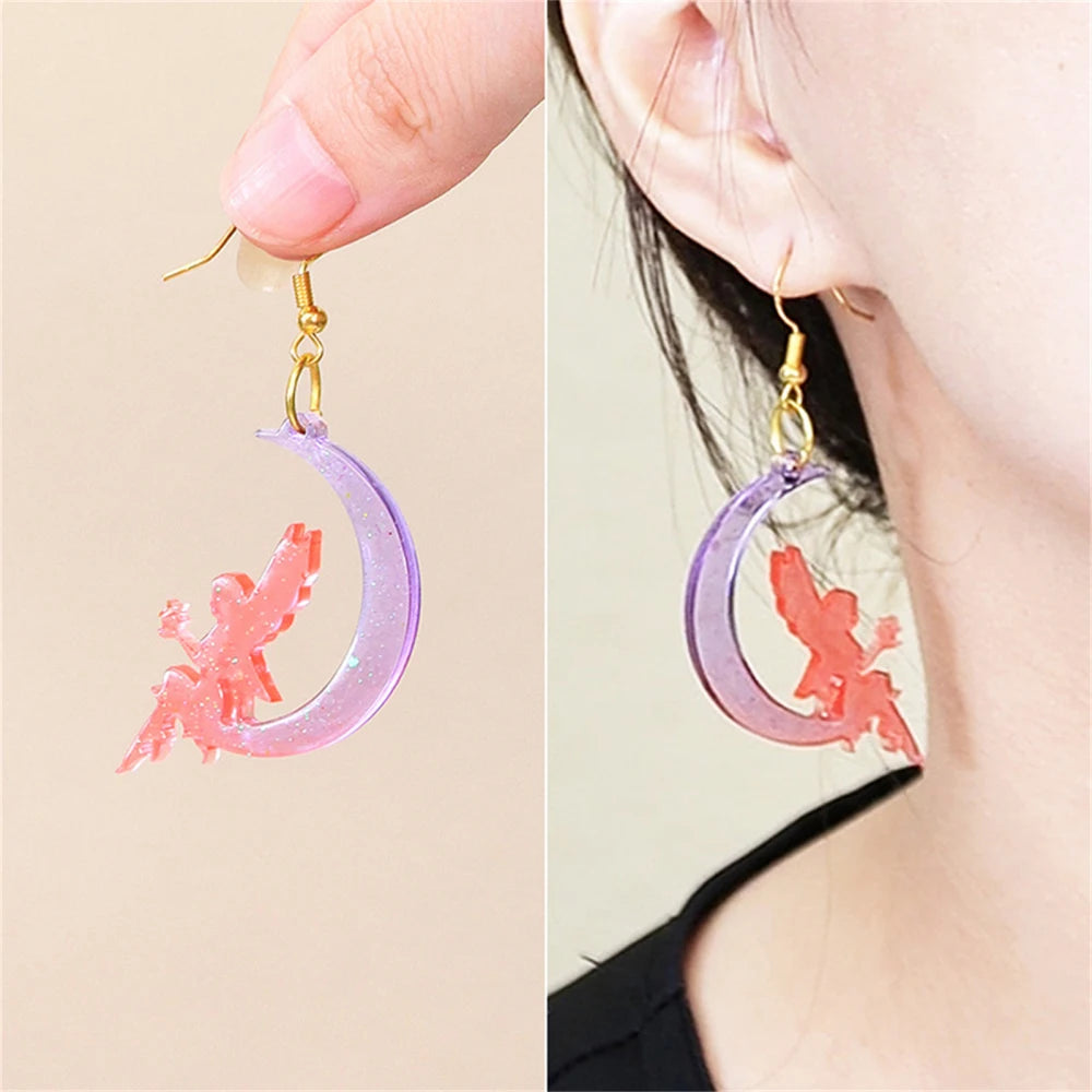 DIY Beautiful Girl Model Earring Crystal Mirror Epoxy Resin Silicone Mold Ballet Girl Shape Mold Necklace Keychain Pendant Craft