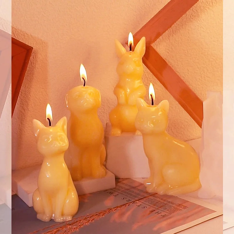 DIY Cute Animal Crystal Drop Glue 3D Mold Easter Rabbit Cat Dog Silicone Mold For Candle Making Home Table Decoration Crafts