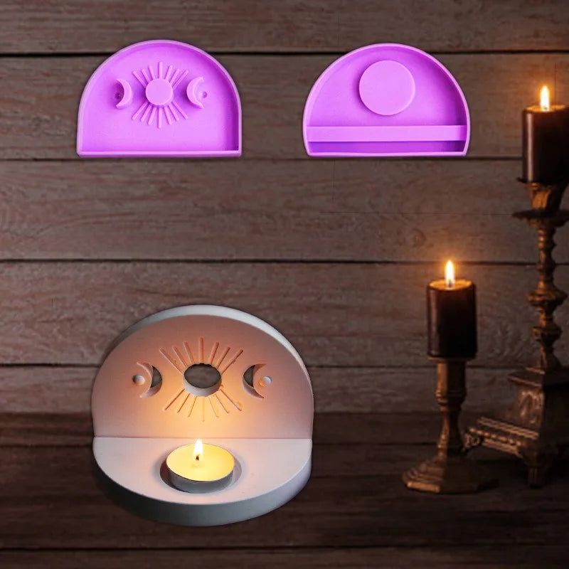 DIY Sun Moon Candlestick Silicone Mold Aromatherapy Gypsum Radiant Candle Ornament Resin Epoxy Mold Home Decoration Storage Tool