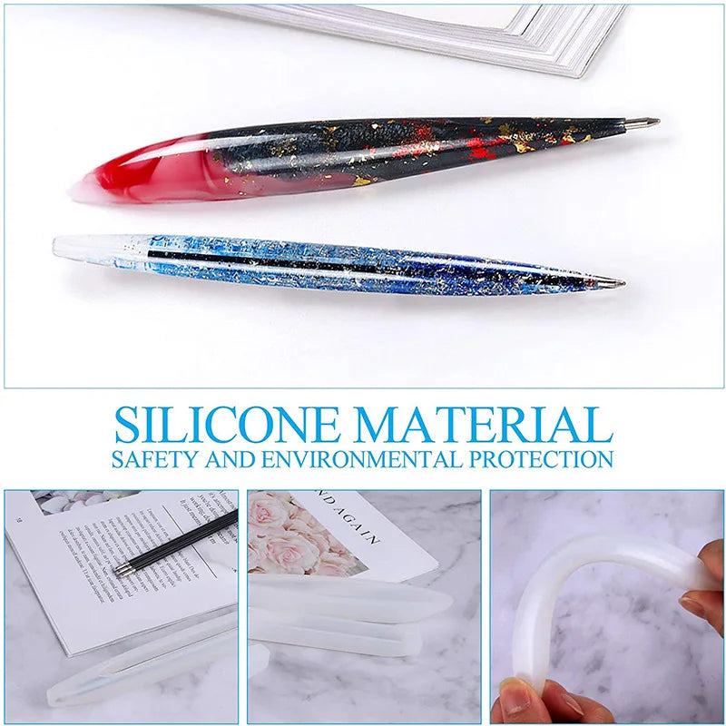 1/3/10Pcs Ballpoint Pen Silicone Mould Dried Flower Resin Decorative Craft DIY Transparent Epoxy Resin Molds for Jewelry Making