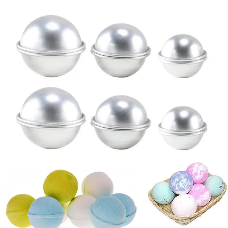 6pcs /set DIY Semicircle Sphere Bath Bomb Molds Aluminum Alloy Ball Sphere Bath Bomb Mold Cake Baking Pastry Mould