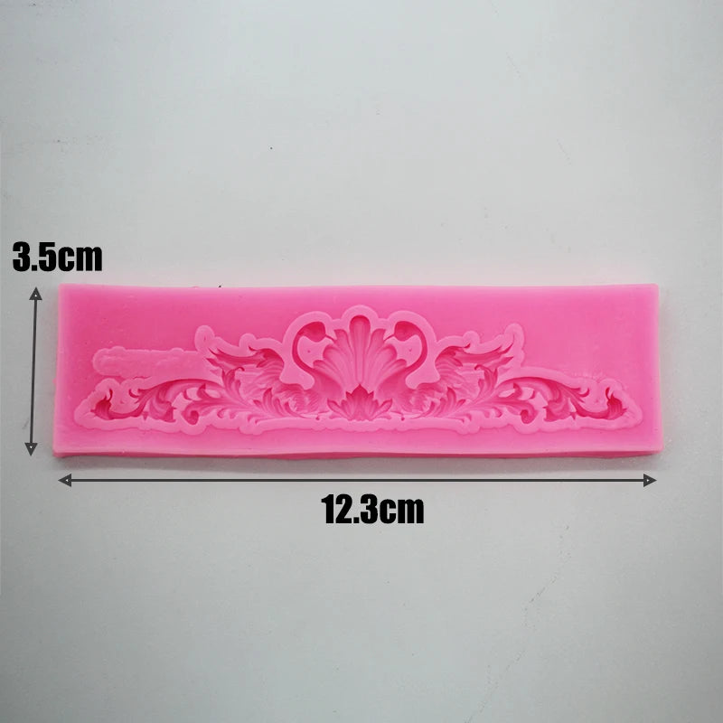 Baroque Fondant Mold Lace Scroll Embossed key Silicone Mold for Cake Border Decoration Jewelry Polymer Clay Candy Chocolate