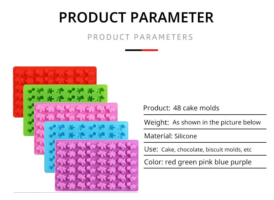 48 Little Dinosaur Silicone Cake Mold Chocolate Mold Insert Candle Flip Sugar Drip Biscuit Mold Kitchen Baking Tool