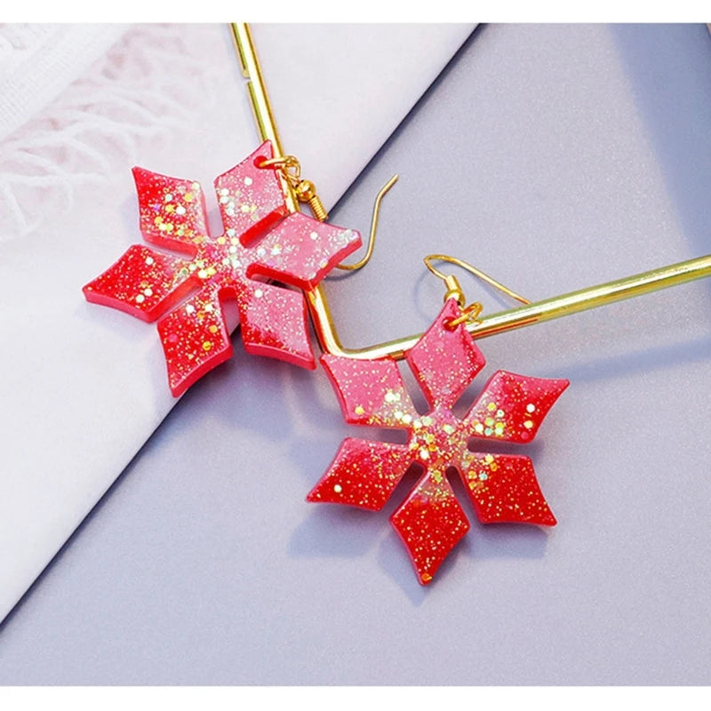 Christmas Earrings Mold Epoxy Resin Silicone Molds DIYs Snowflake Pendant Earring Mold Keychain Epoxy Resin Jewelry Tool