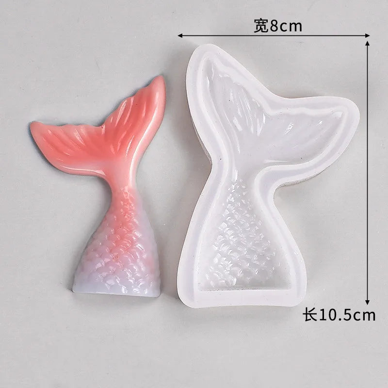 DIY Crystal Epoxy Resin Mold 3 Mermaid Tail Size Fish Tail Decorative Keychain Silicone Mold