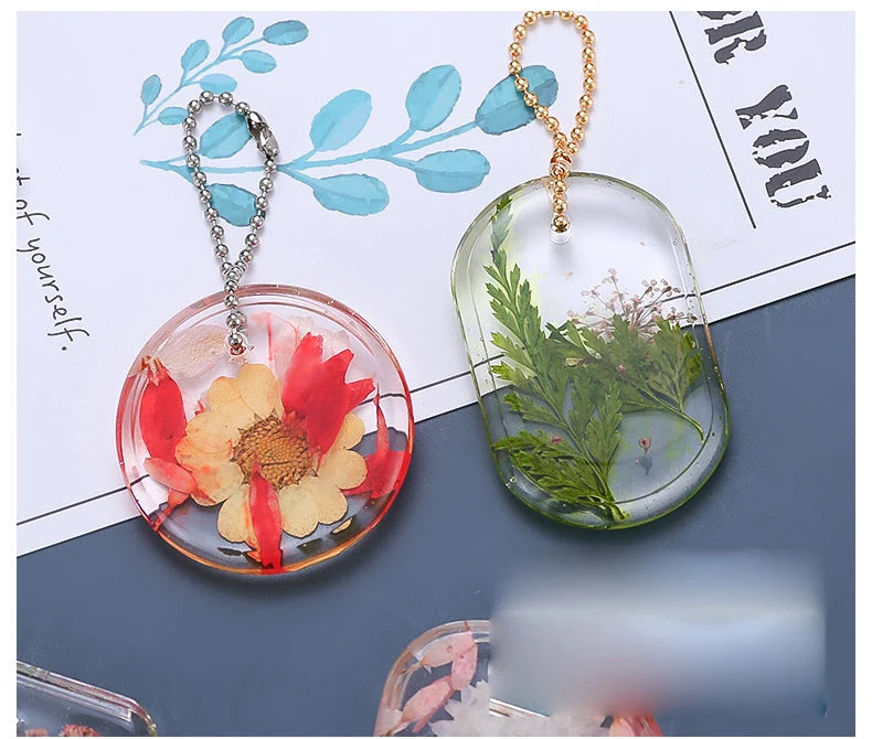 1/6/10pcs Keychain Pendant Silicone Mold Set DIY Pendant Crystal Epoxy Resin Mold Round Rectangle Pendants Jewelry Making