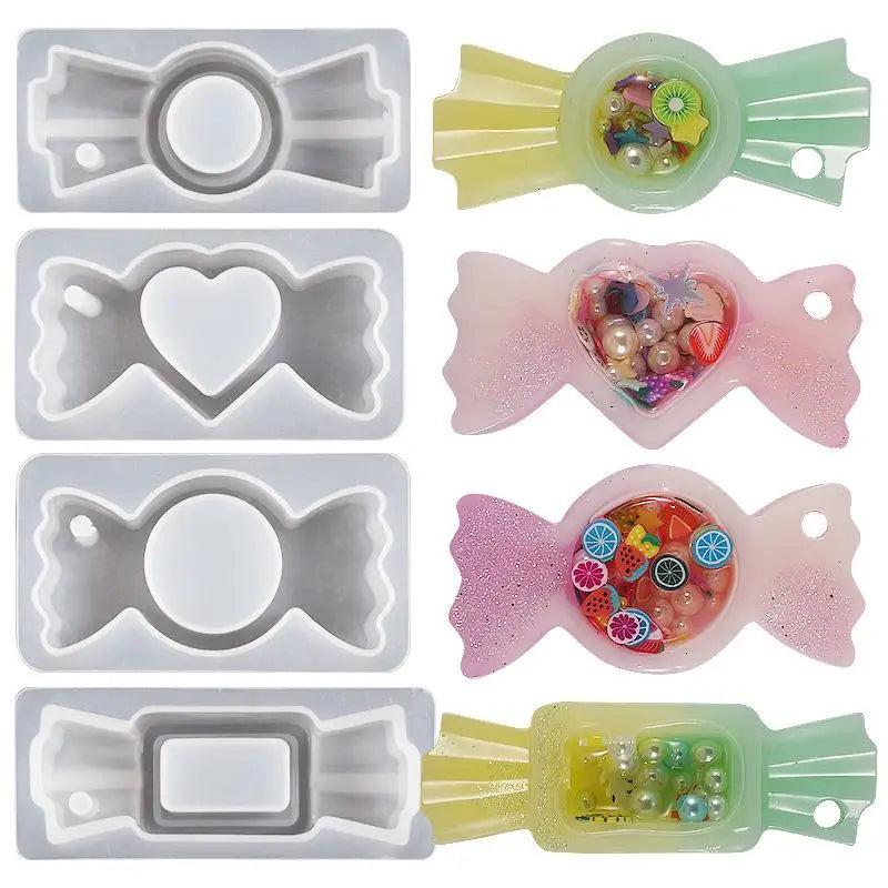 Cute Candy Resin Shaker Silicone Mold Kawaii Quicksand Oil Shaker Epoxy Moule Silicone Keychain Making DIY Epoxy Accessories