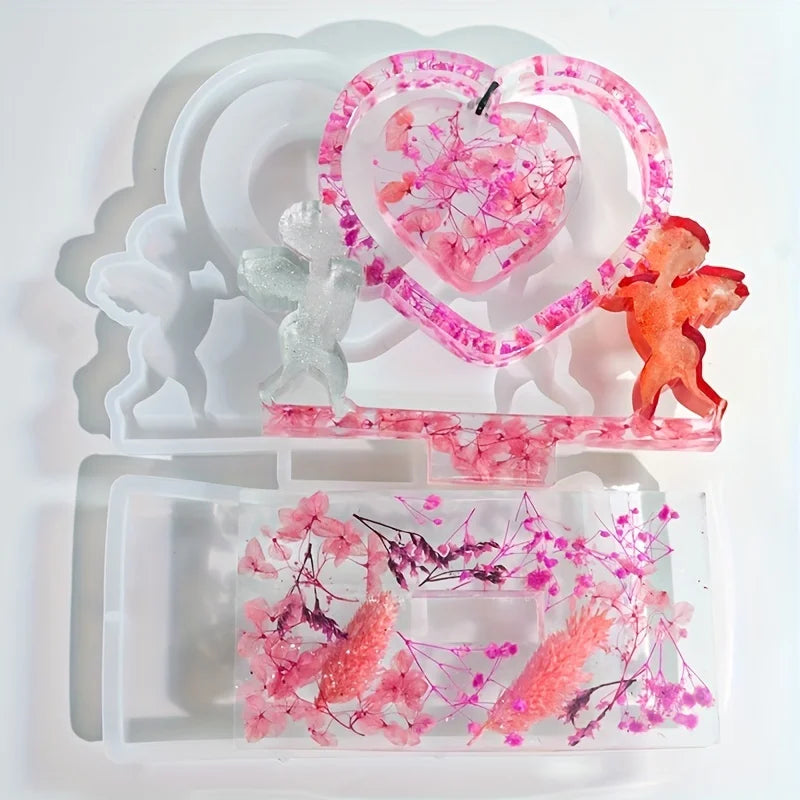 DIY Crystal Epoxy Resin Mold Cupid Love Photo Frame Silicone Mold