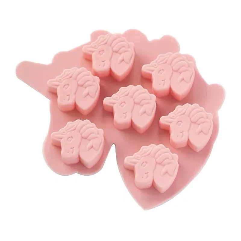 7 Cavitiy Unicorn Shape Soap Silicone Mold DIY Handmade Fondant Chocolate Mousse Cake Form Mould Resin Craft Decorating Tools