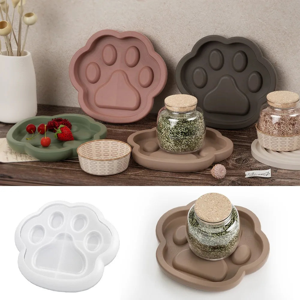 DIY Cat Claw Storage Tray Silicone Mold Gypsum Jewelry Dish Fruit Plate Desktop Ornament Resin Epoxy Mold Home Crafts Decoration