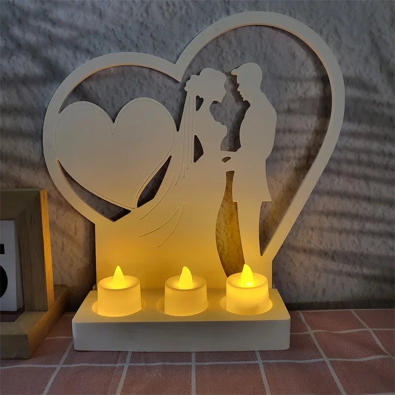 DIY Wedding Love Inserts Gypsum Silicone Mold Candle Holder Desktop Ornament Resin Epoxy Mold Couple Home Decoration Storage