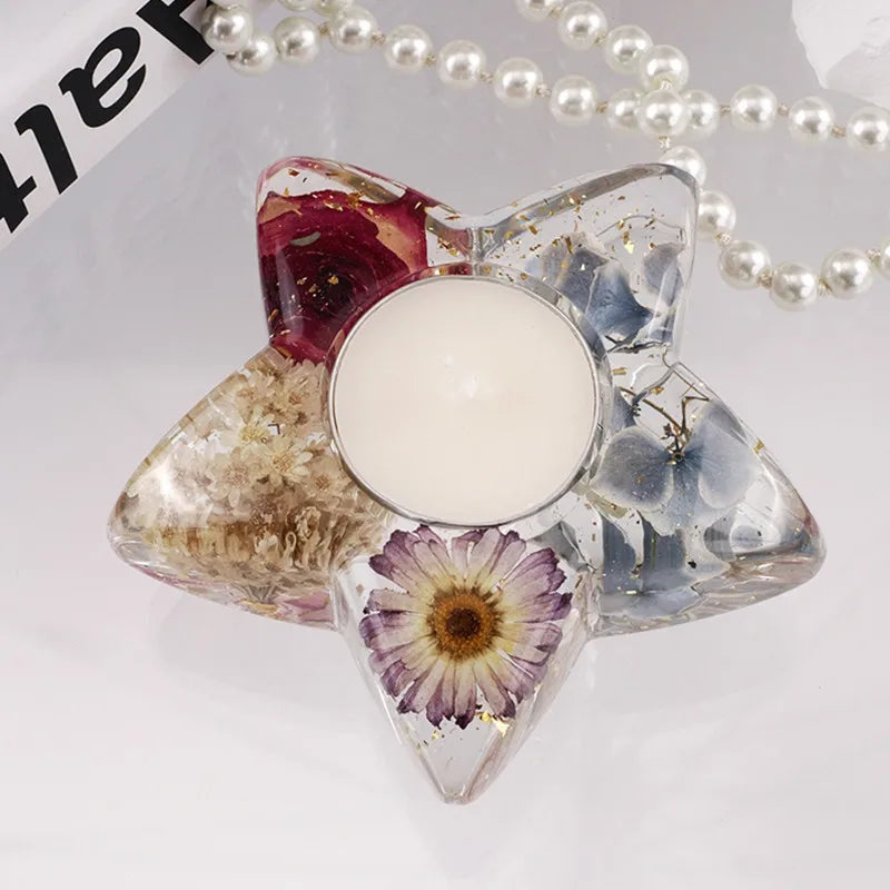 DIY Crystal Dropping Gel Moon Love Star Candlestick Aromatherapy Candle Gypsum Epoxy Resin Silicone Mold