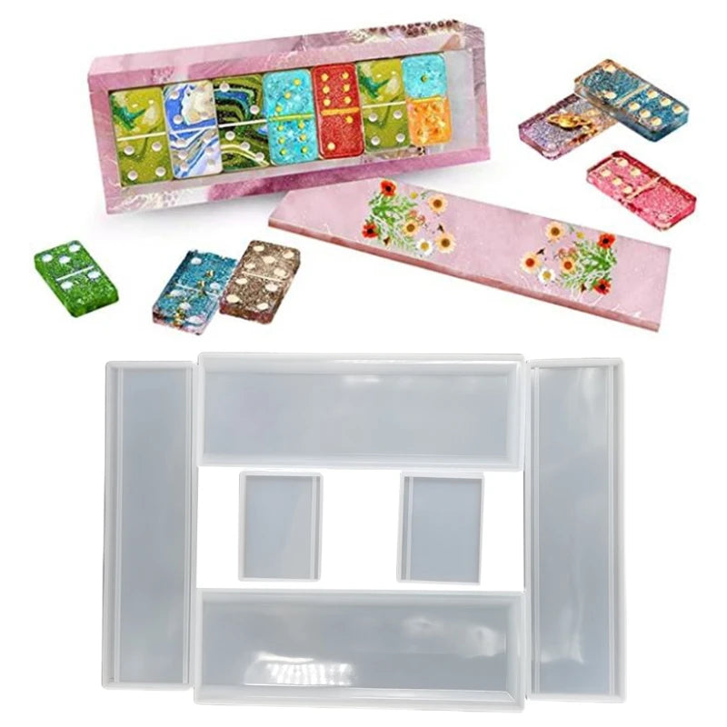 1 Set Domino Storage Box Epoxy Resin Mold DIY Crafts Casting Tools Jewelry Container Organizer Holder Silicone Mould