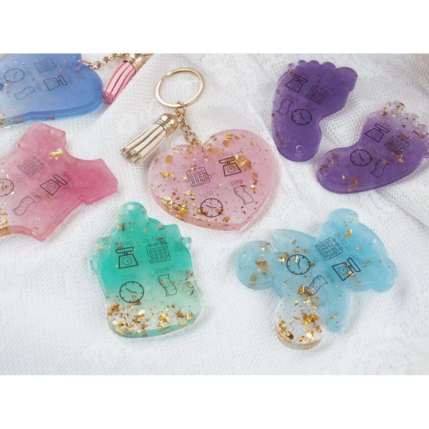 Baby Shower Bapti Pendants Decoration Cute Baby Foot Bottle Shape Epoxy Resin Mold KeyChain Pendant Making Baby Birthday Decor