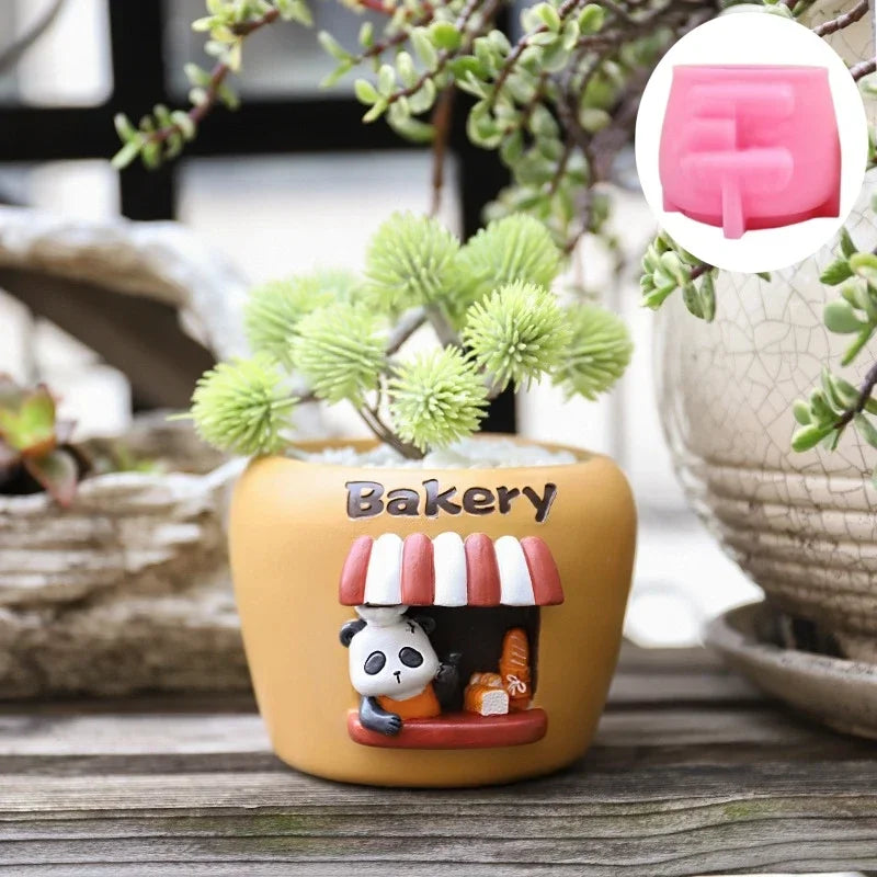 3D Animal Slippers Succulent Plant Flower Pot Resin Silicone Mold Hole Shoes Sandals Storage Box Pen Holder Concrete Gypsum Mold