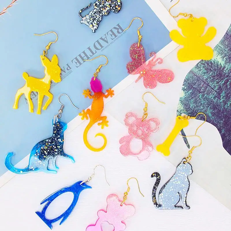 DIY Earrings Silicone Mold Animal Cat Dog Spider Shape Crystal Epoxy Resin Pendant Mould For Keychain Jewelry Making Supplies