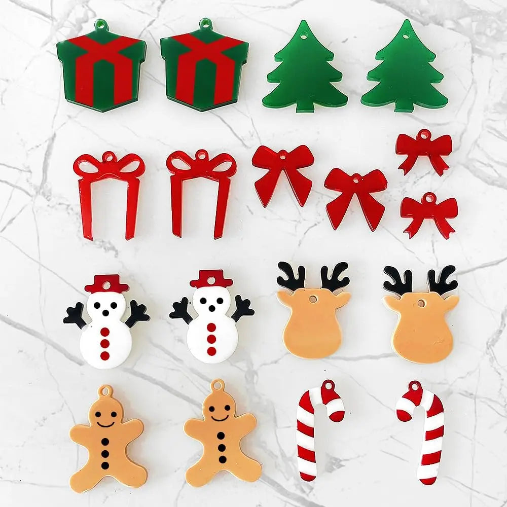 Christmas Earring Mold Resin Silicone Christmas Tree Elk Snowflake Keychain Epoxy Casting Mold for DIY Craft Jewelry Making