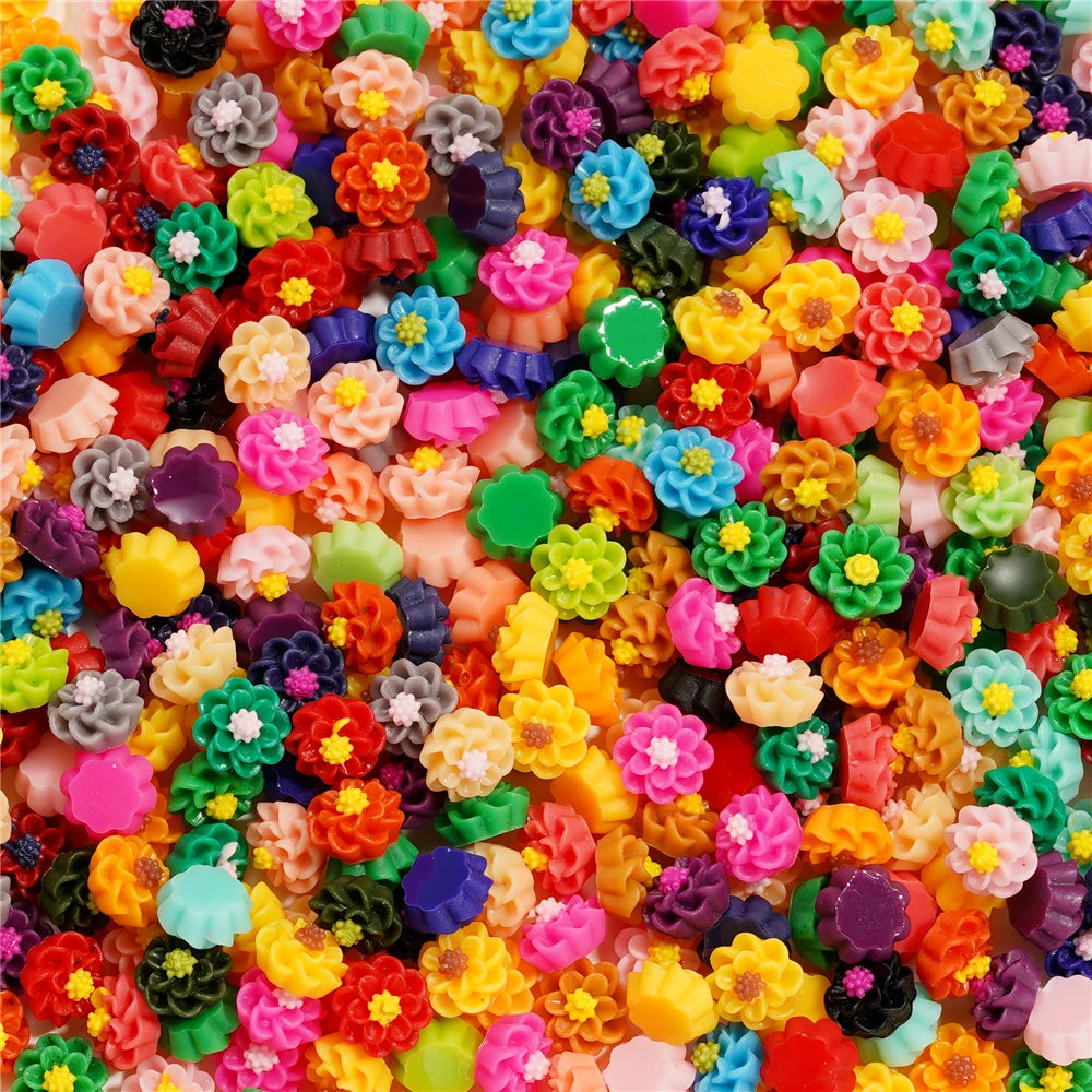 100Pcs/Lot Cute Resin 6/8mm Mixed Flowers Fillings Materials for DIY Epoxy Resin Mold Nail Art Decor Crafts Accessories