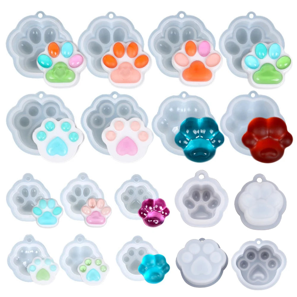 Cat Paw Silicone Mold Keychain Pendants Epoxy Resin Mould for DIY Pendant Epoxy Resin Molds Crafts Jewelry Making Accessories