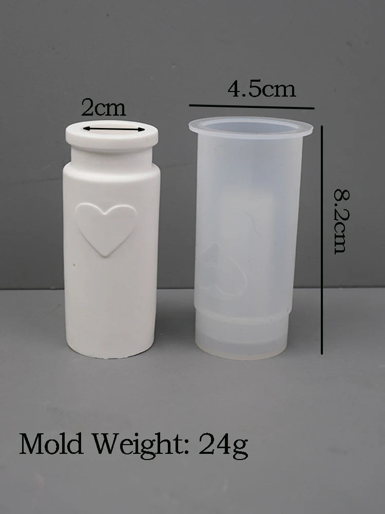 DIY Round Love Bottle Silicone Mold candlestick Test-tube hydroponics vase Molds Plaster Ornament Making Craft Drop Glue Mould