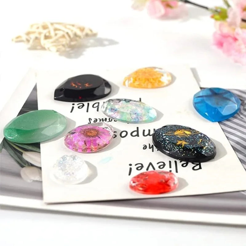 DIY Crystal Drop Resin Cut Oval Water Droplet Pendant Silicone Mold Earrings Pendant Keychain