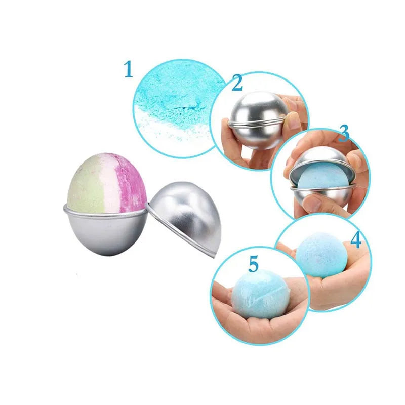 6pcs /set DIY Semicircle Sphere Bath Bomb Molds Aluminum Alloy Ball Sphere Bath Bomb Mold Cake Baking Pastry Mould