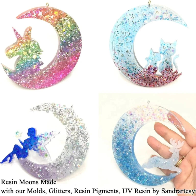 DIY Crystal Drop Glue Smiling Face Moon Girl Fish Tail Mirror Face Little Deer Cat  Angel Epoxy Resin Silicone Mold