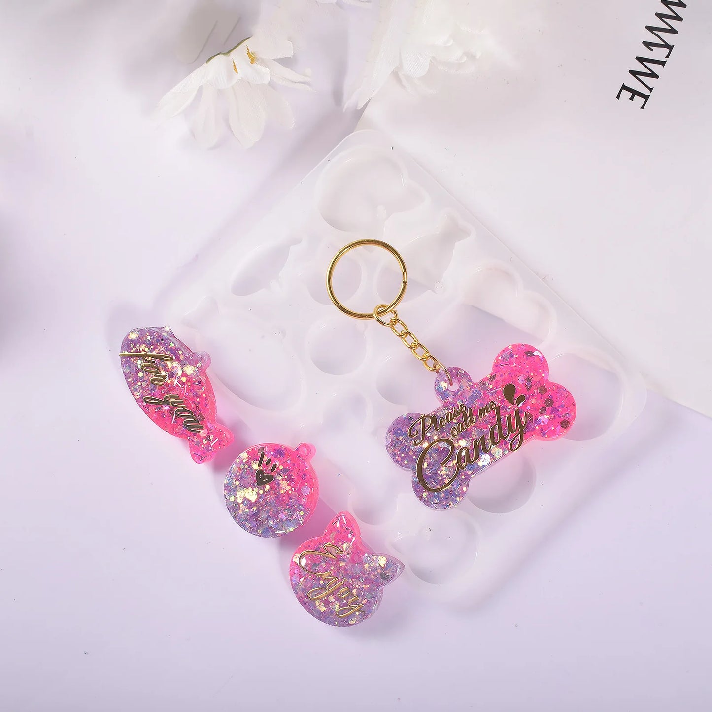 Dog Tag Bone Shaped Keychain Pendant Mold DIY Dog Tag Resin Mold Crystal Epoxy Silicone Mold Jewelry Making Casting Mould