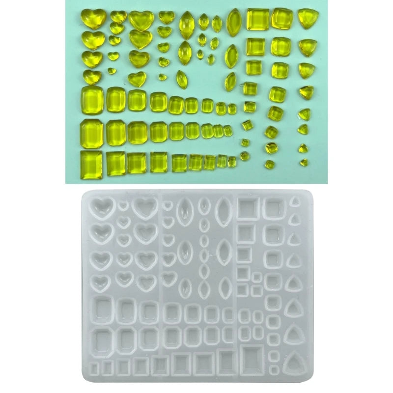 DIY Small Assorted Diamond Shape Charms Silicone Mold Heart Square Crystal Pendants Cabochon Gem Stone Jewelry Epoxy Resin Mould