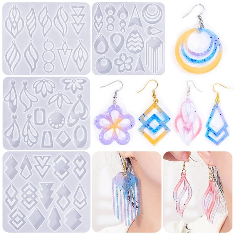 Convenient Silicone Molds Geometric Hollow Earrings Moulds Unique Jewelry Pendant Moulds Earring Making Mold for Earring R3MC