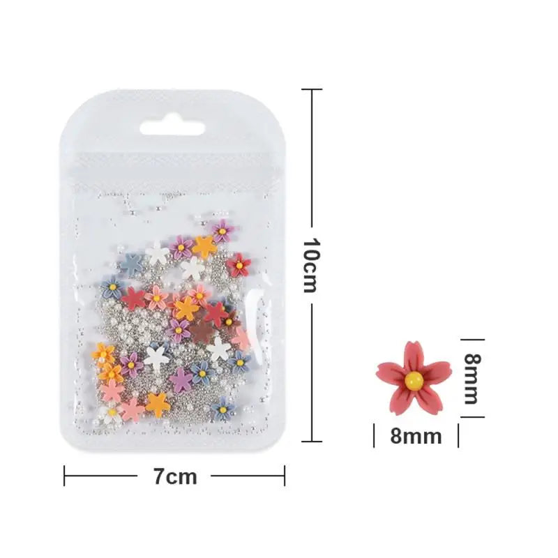 1pack Acrylic Flower Resin Filling For Epoxy Resin Mold Filler Nail Art Decoration Mixed Size Flower With Beads Jewelry Filling