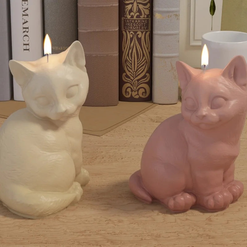 DIY 3D Cat Candle Silicone Mold Aromatherapy Gypsum Candlestick Ornament Epoxy Resin Mold Home Handicrafts Decoration Storage