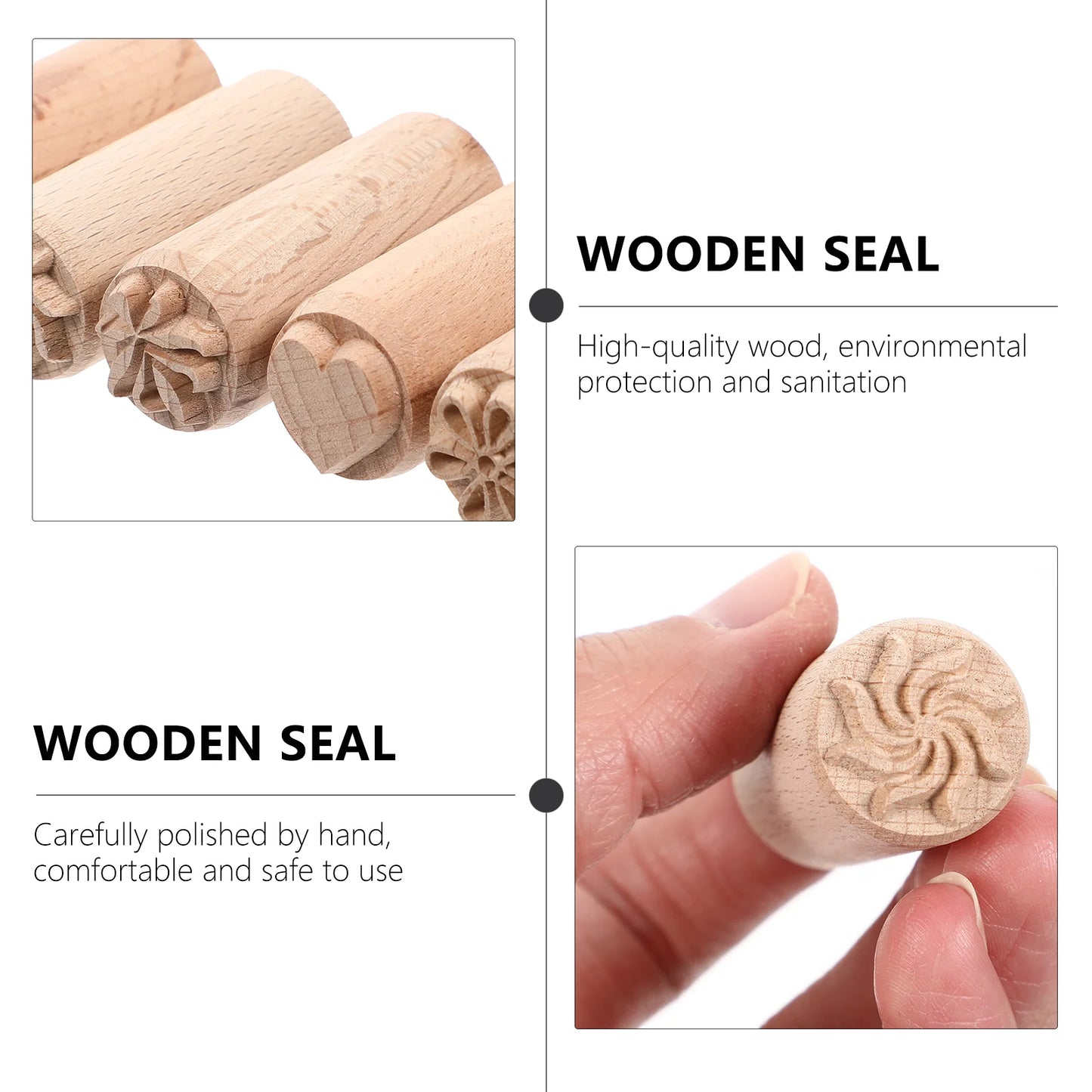 5pcs Stamps Clay Wood Pottery Concretestamped Tools Mold Set Cake Moon Wooden Decorative Patio Ideas Blockmaking Burning Stamp