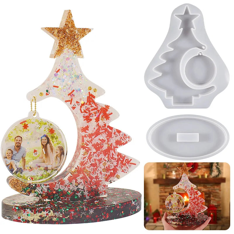 DIY Crystal Epoxy Resin Mold for Christmas Tree Photo Frame Silicone Mold