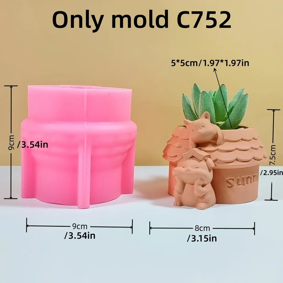 3D Animal Slippers Succulent Plant Flower Pot Resin Silicone Mold Hole Shoes Sandals Storage Box Pen Holder Concrete Gypsum Mold