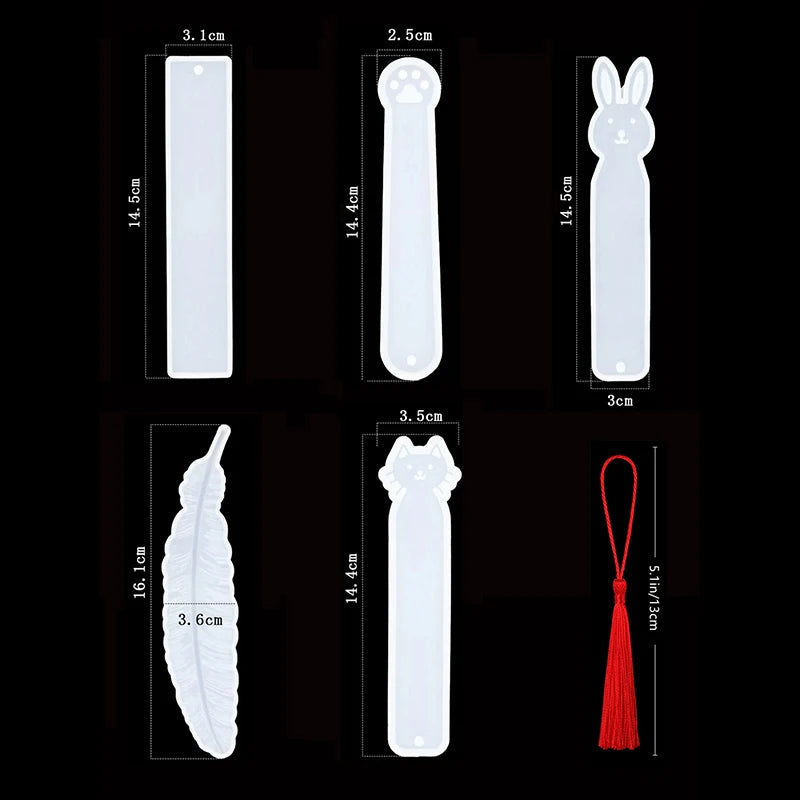 25Pcs Pendant Bookmark Epoxy Resin Silicone Mold Tassel Set DIY Bookmark Mold Making Epoxy Resin Jewelry Craft Transparent Mold