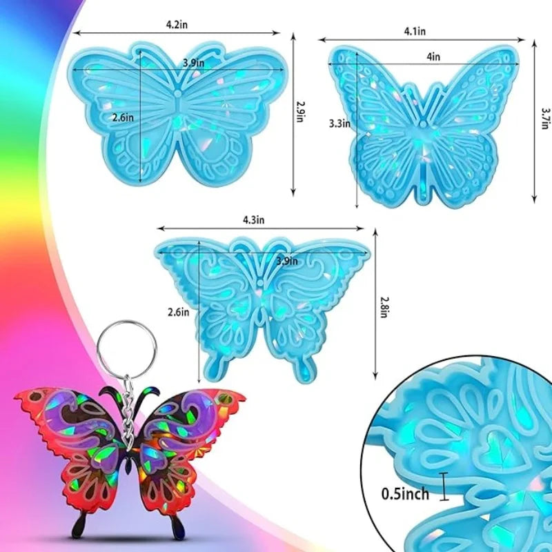 DIY Holographic Laser Butterfly Pendant Silicone Mold DIY Butterfly Keychain Crystal Epoxy Resin Mold