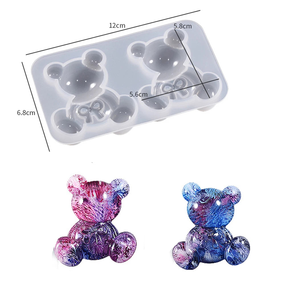 Crystal Bear Resin Silicone Molds Small Bears Charm Epoxy Mould For Earring Pendant Brooch Keychain Jewelry Making Supplies