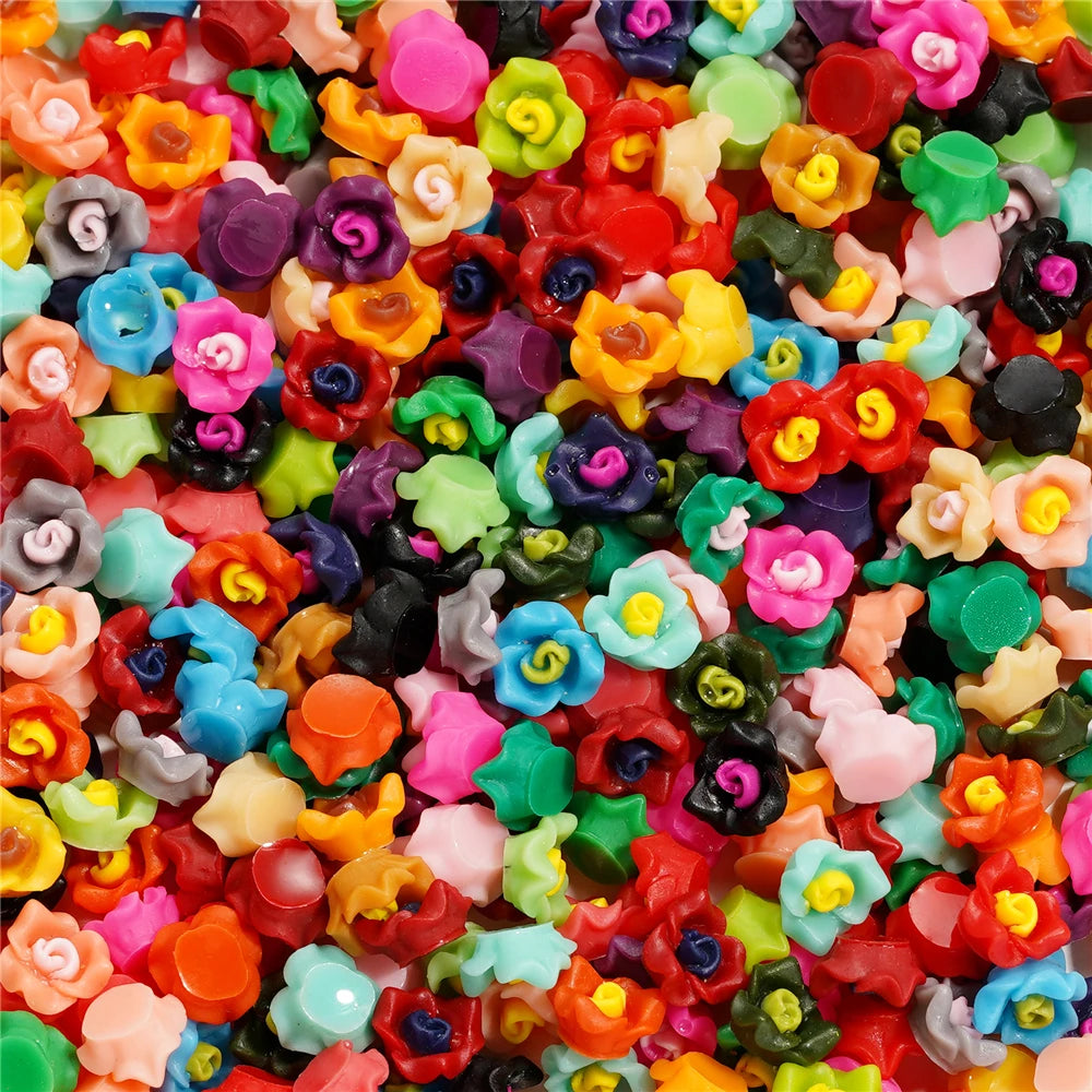 100Pcs/Lot Cute Resin 6/8mm Mixed Flowers Fillings Materials for DIY Epoxy Resin Mold Nail Art Decor Crafts Accessories