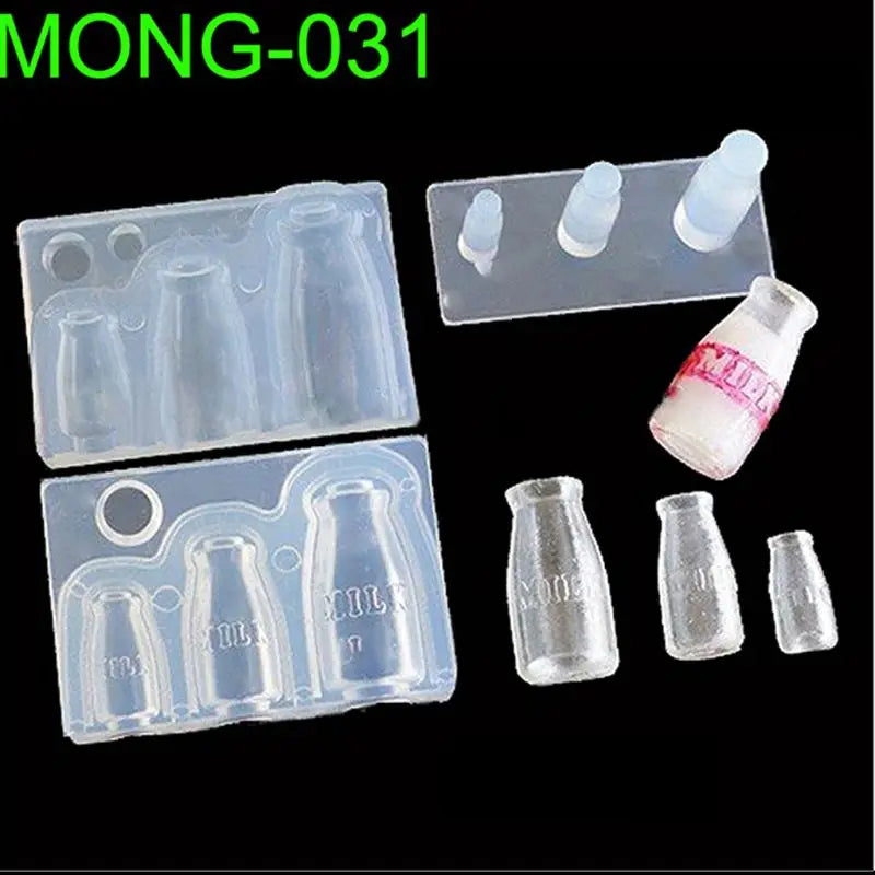 1 Set Mini Milk Bottle Goblet Cup Silicone Mold Epoxy Resin Molds Jewelry Tools Y08E