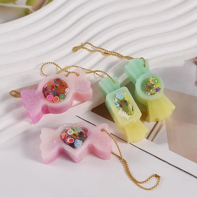 Cute Candy Resin Shaker Silicone Mold Kawaii Quicksand Oil Shaker Epoxy Moule Silicone Keychain Making DIY Epoxy Accessories