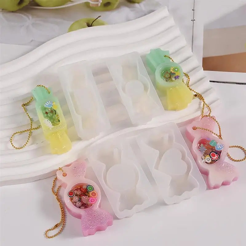 Cute Candy Resin Shaker Silicone Mold Kawaii Quicksand Oil Shaker Epoxy Moule Silicone Keychain Making DIY Epoxy Accessories