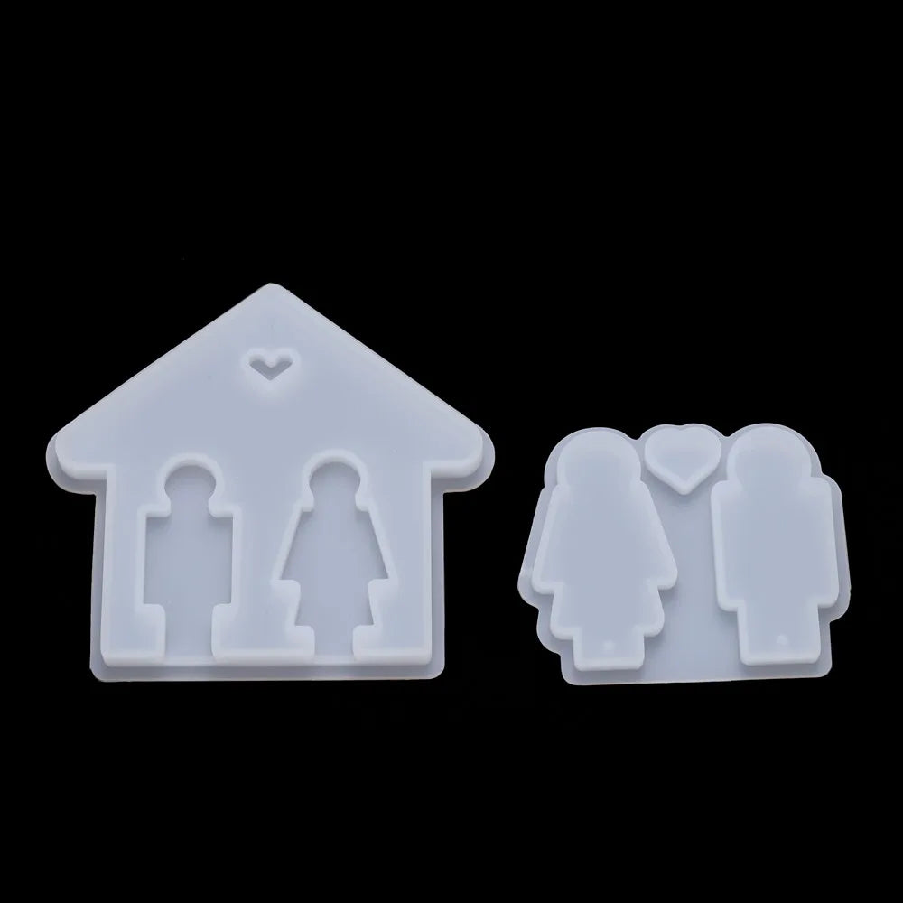 Couple Keychain Silicone Mold House Shape Key Wall Hanging Mould for DIY Epoxy Resin Crafts Home Decoration Jewelry Accessories