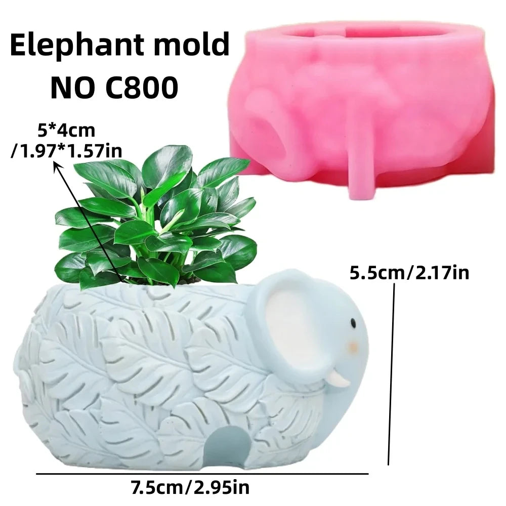 3D Animal Slippers Succulent Plant Flower Pot Resin Silicone Mold Hole Shoes Sandals Storage Box Pen Holder Concrete Gypsum Mold